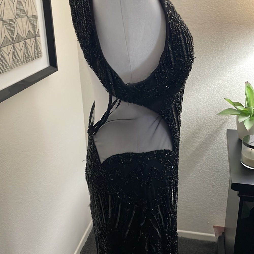 Adrianna Papell fully beaded halter cocktail dress size 14 - Picture 3 of 16
